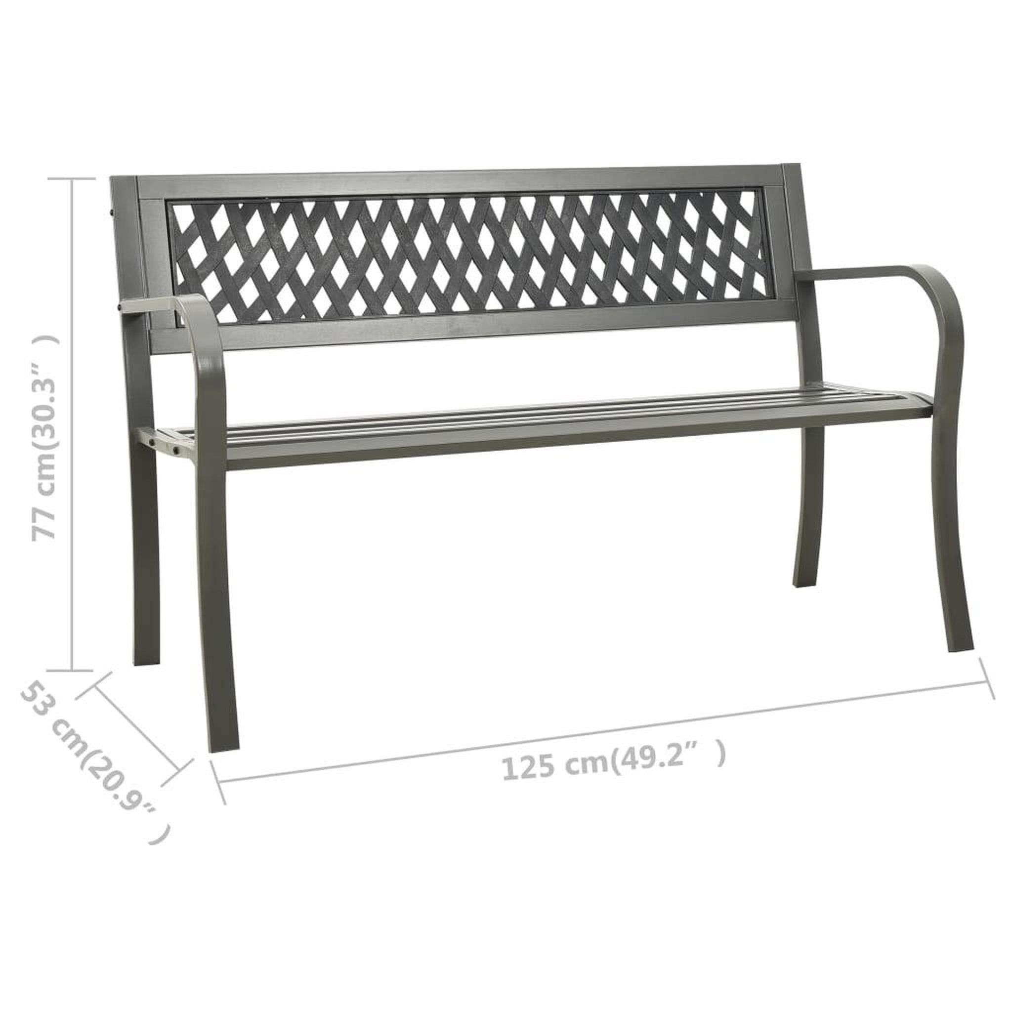 Voir la diapositive 6 : VIDAXL Banc de jardin 125 cm acier gris