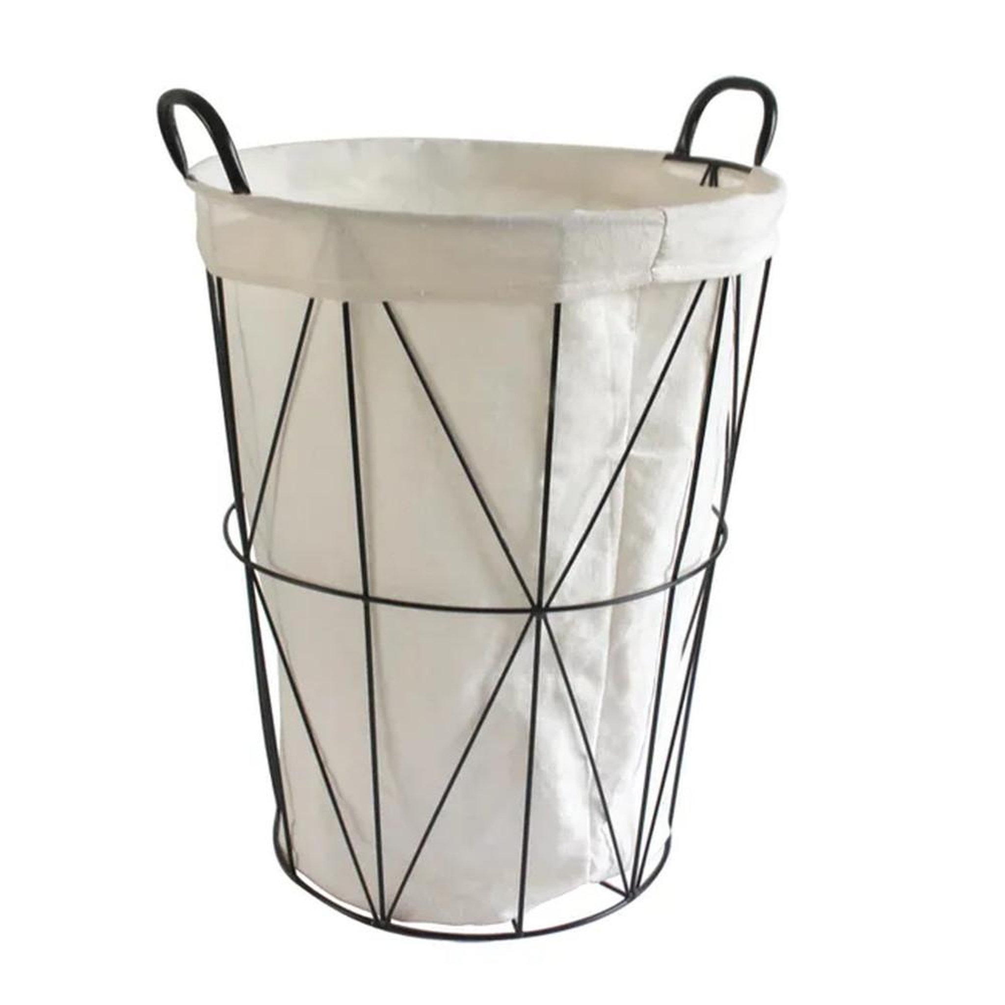 CENTRALE BRICO Panier à linge en métal Scandi, noir, l.40 x H.50 x P.40 cm