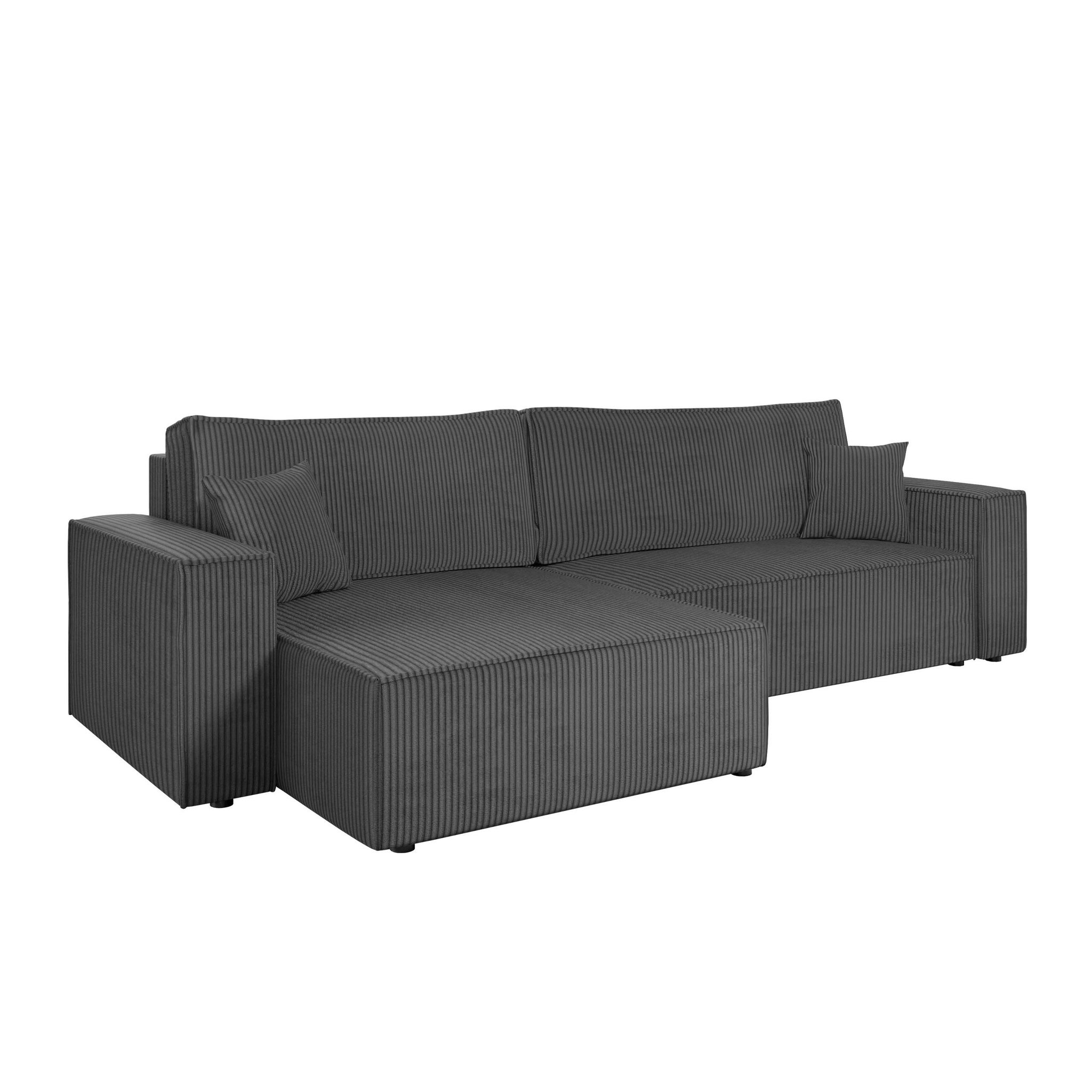 Voir la diapositive 5 : BEST MOBILIER Cezanne - canapé d'angle réversible 5 places convertible avec coffre en velours côtelé