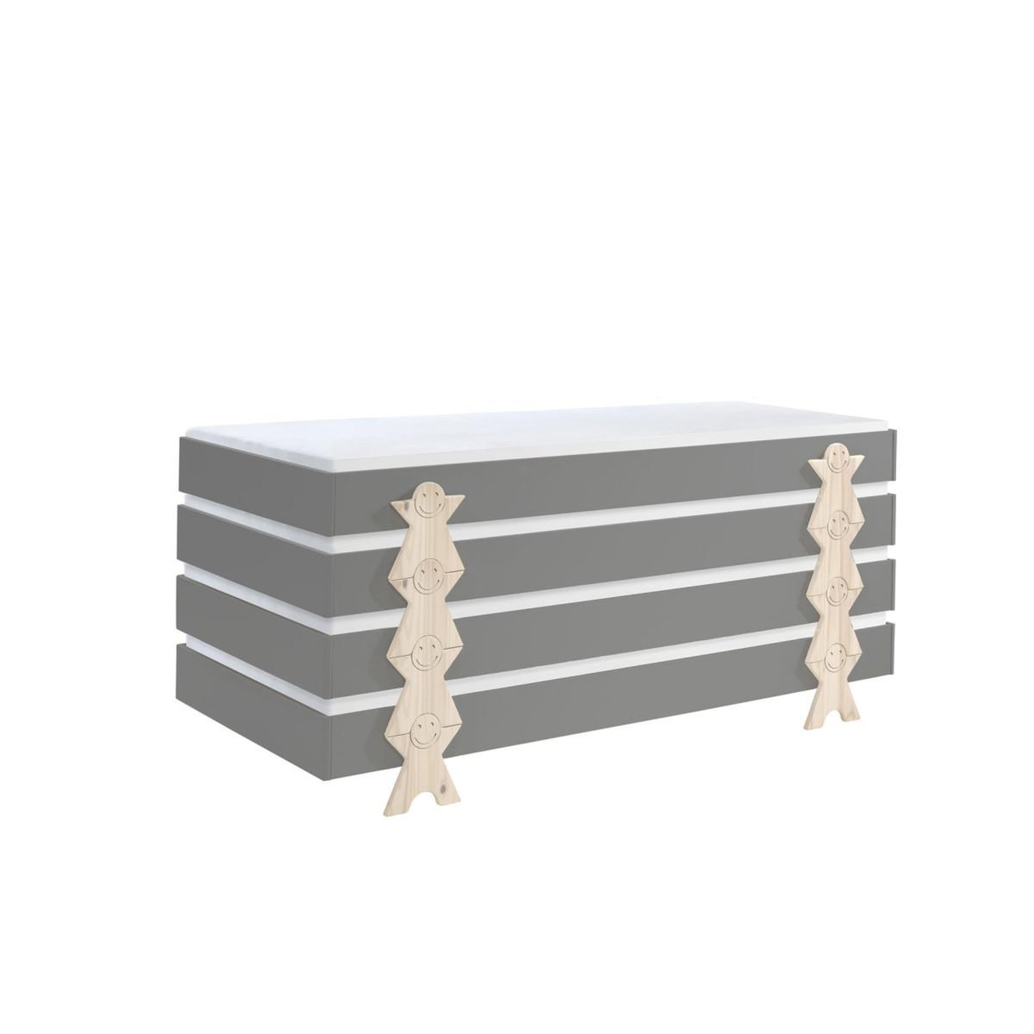 Voir la diapositive 2 : Paris Prix Lit enfant en bois  modulo smiley iv  90x200cm gris
