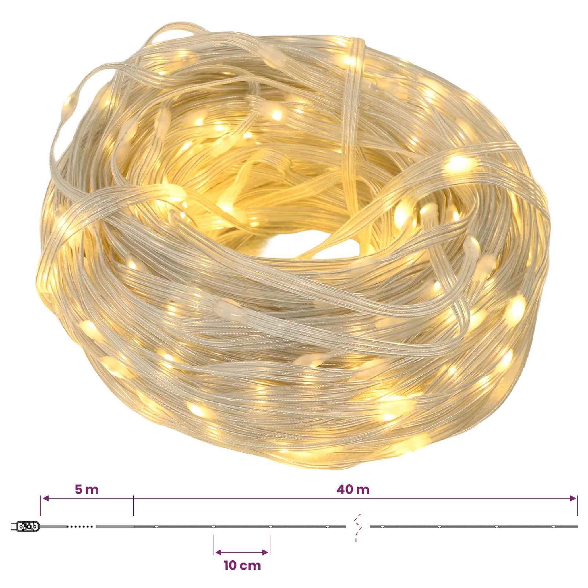 Voir la diapositive 3 : VIDAXL Guirlandes lumineuses Transparent 40 m PVC 400 LED