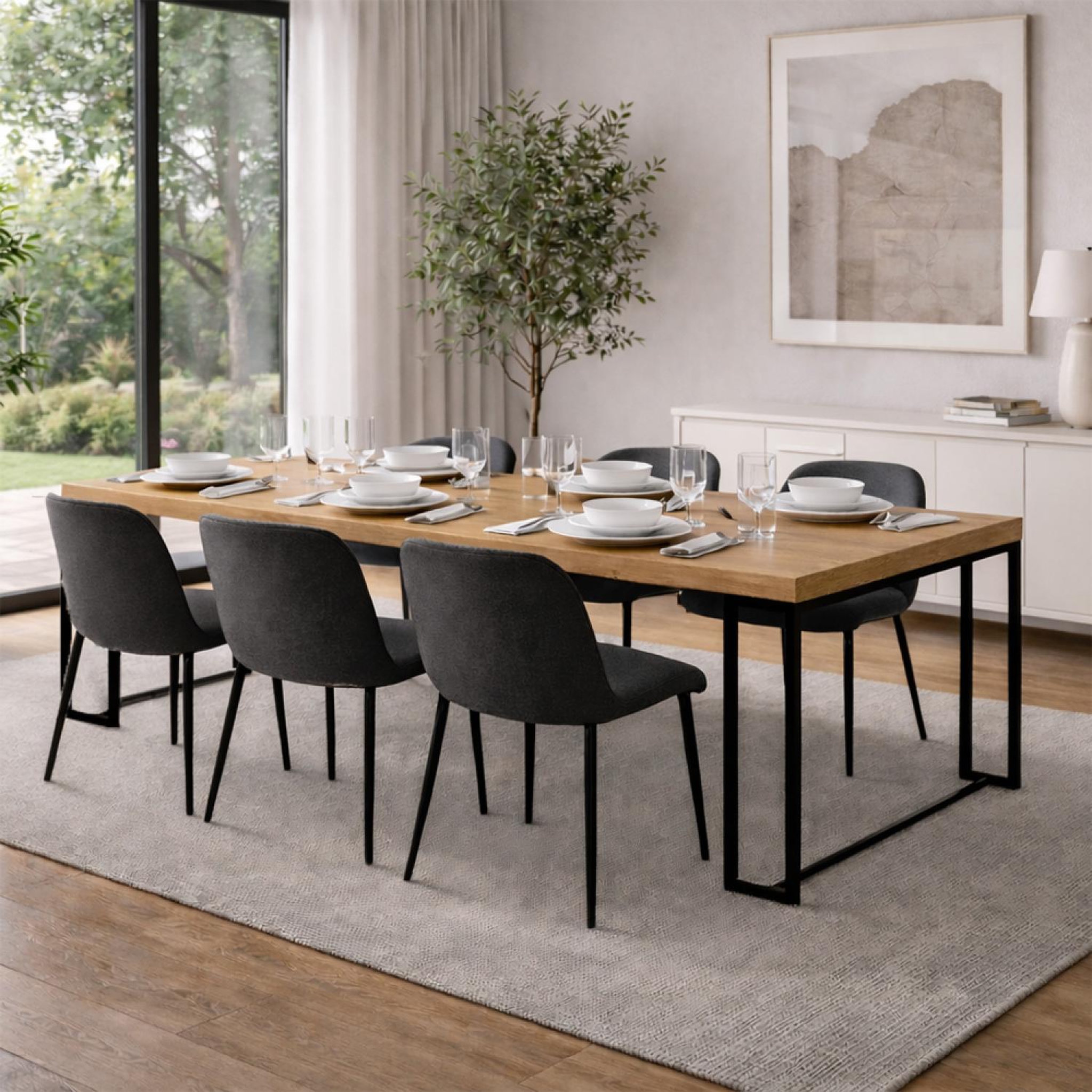 Voir la diapositive 3 : CONCEPT USINE Table extensible 10-12 personnes effet bois 300cm kama