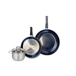 ELO Ensemble de 2 Poêles de cuisson 24 et 28 cm et 1 faitout 14 cm Elo Prima Brillant