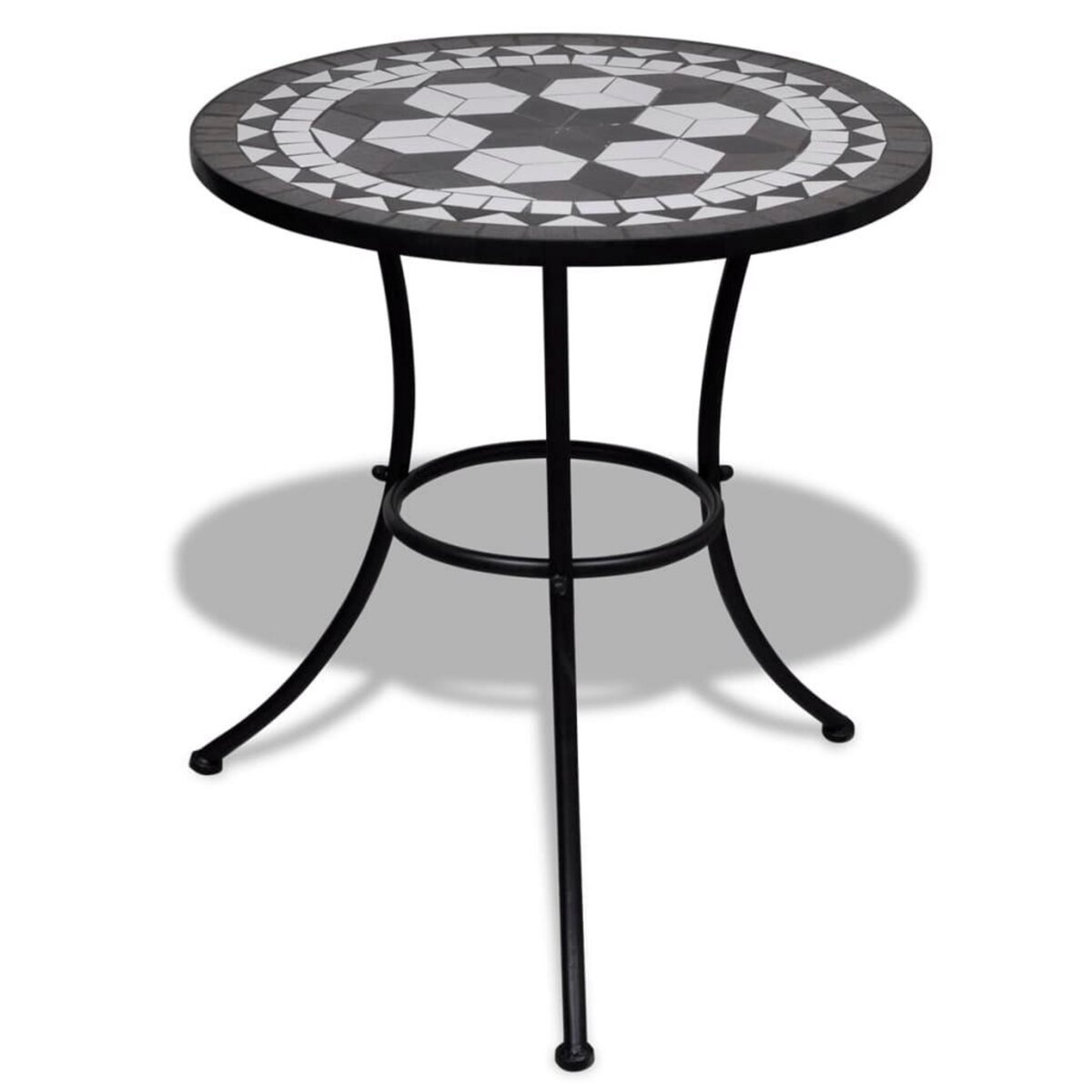 VIDAXL Table de bistro Noir et blanc 60 cm Mosaïque
