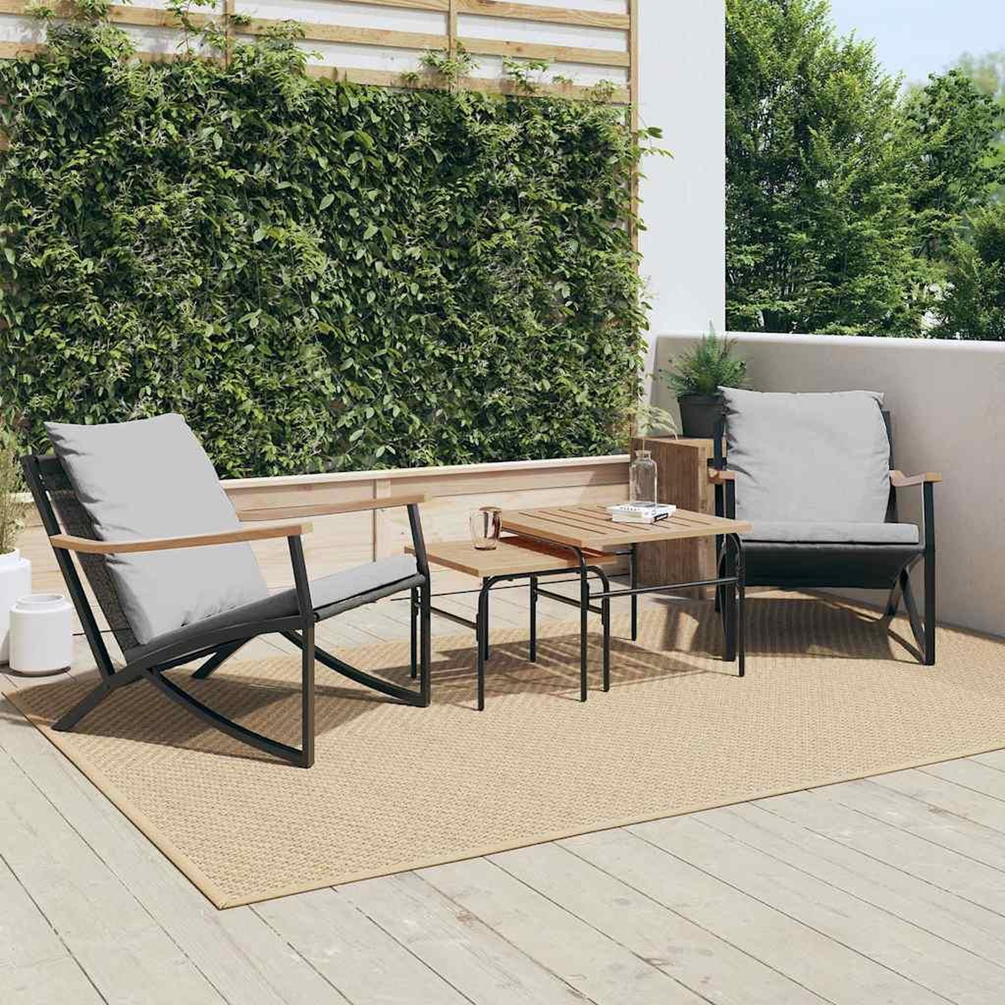 Voir la diapositive 1 : VIDAXL Ensemble de meubles de balcon 4 pcs avec coussins acier noir