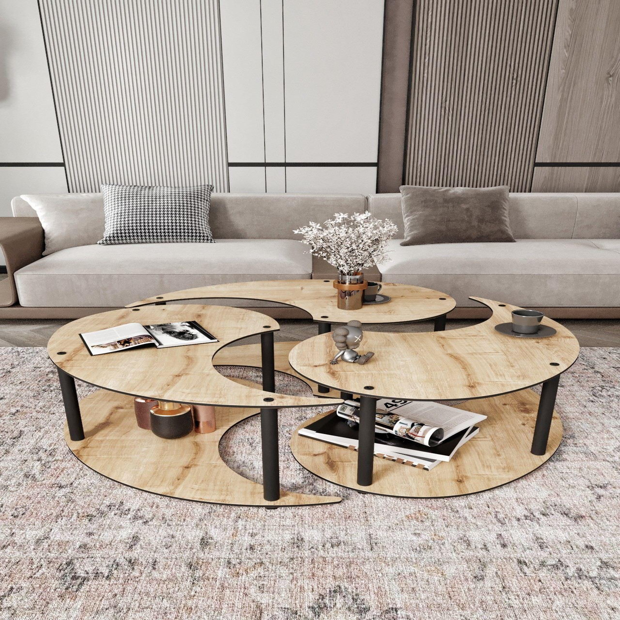 Voir la diapositive 2 : Habitat et Jardin Ensemble de table basse en bois  yin  70 x 70 x 38 cm - chêne