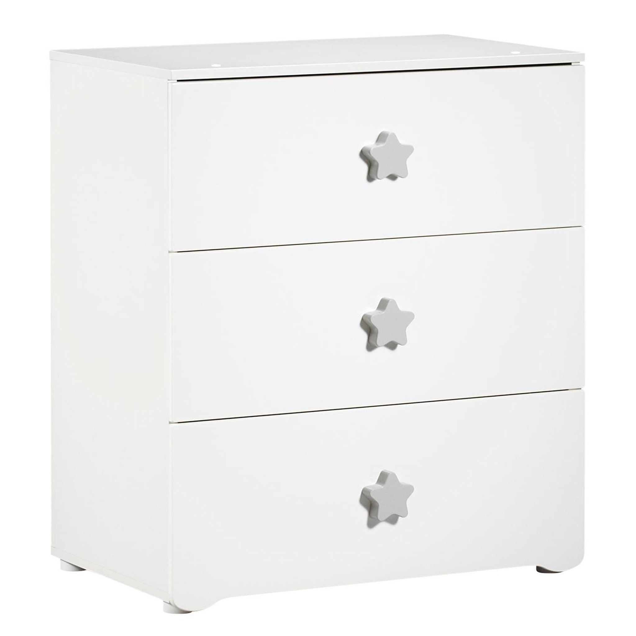 Voir la diapositive 2 : BABY PRICE Commode à langer 3 tiroirs NEW BASIC Boutons Etoile Gris