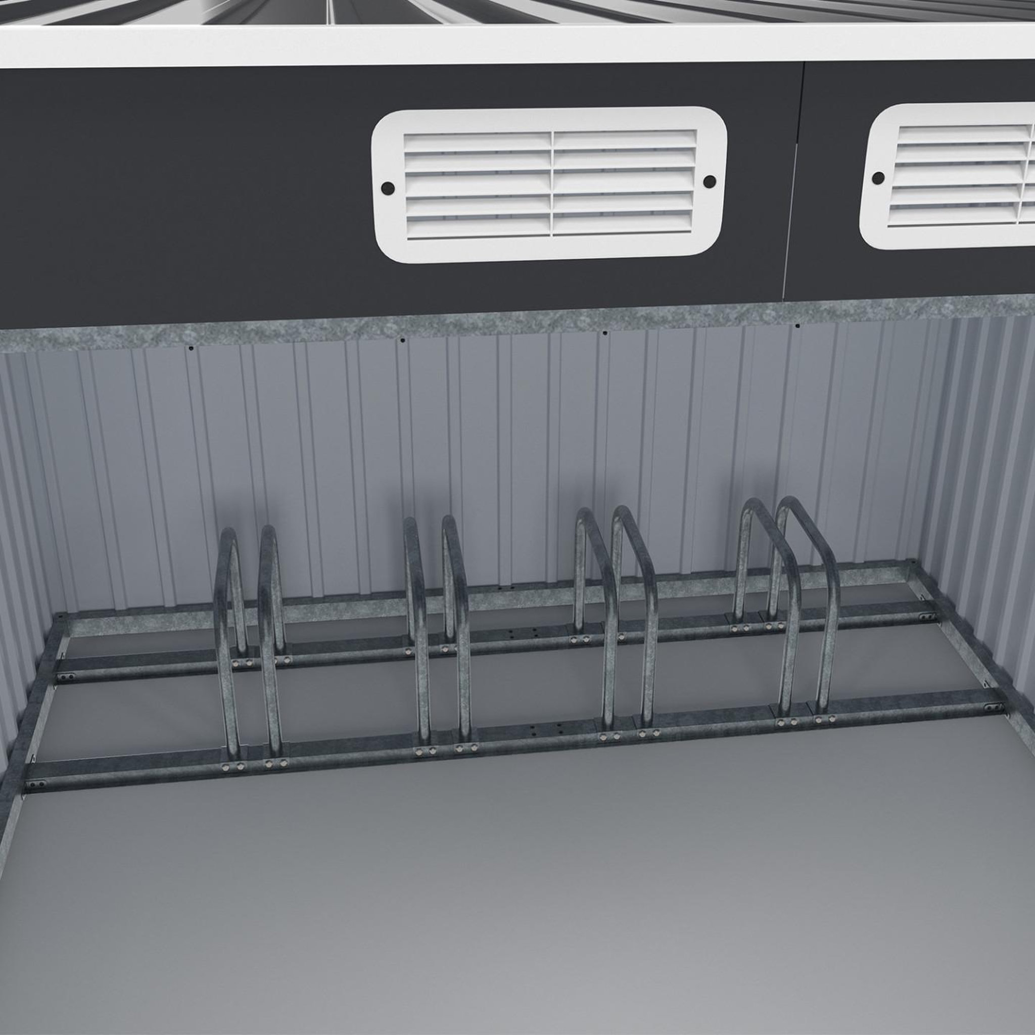 Voir la diapositive 4 : ID MARKET Abri à vélos en métal gris anthracite verrouillable avec rack pour 4 vélos