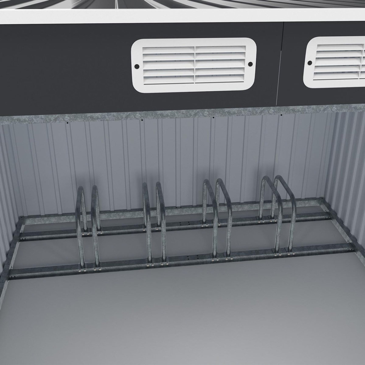 ID MARKET Abri à vélos en métal gris anthracite verrouillable avec kit d'ancrage pour 4 vélos