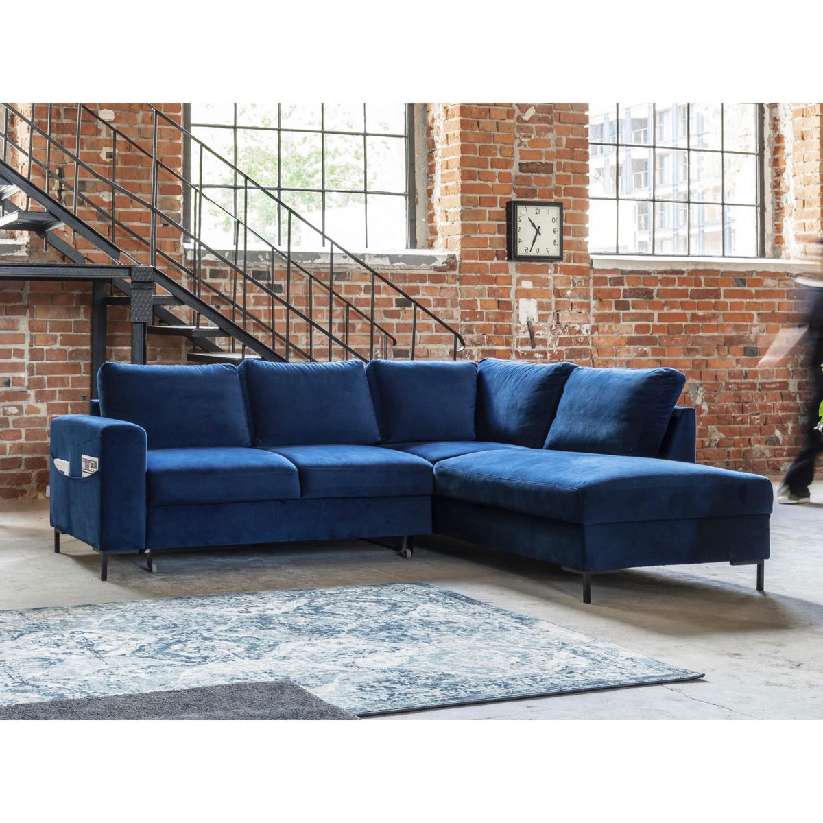 BEST MOBILIER Lilly - canapé d'angle droit - 5 places - convertible - en velours