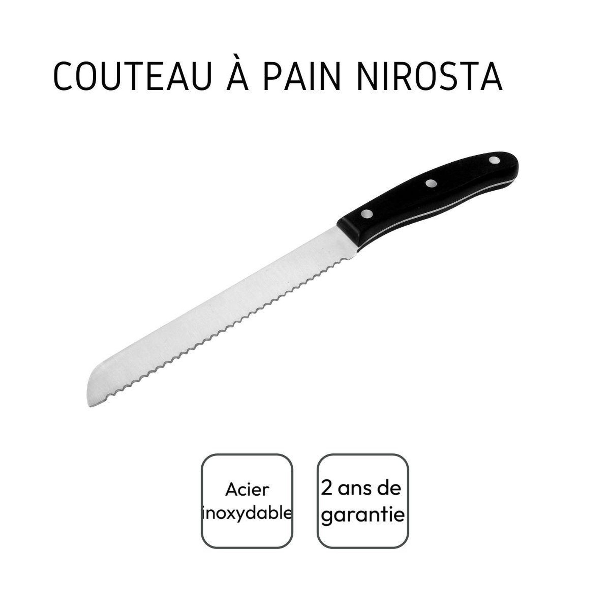 Voir la diapositive 4 : NIROSTA Set de 2 couteaux à pain 31 cm en inox nirosta fit