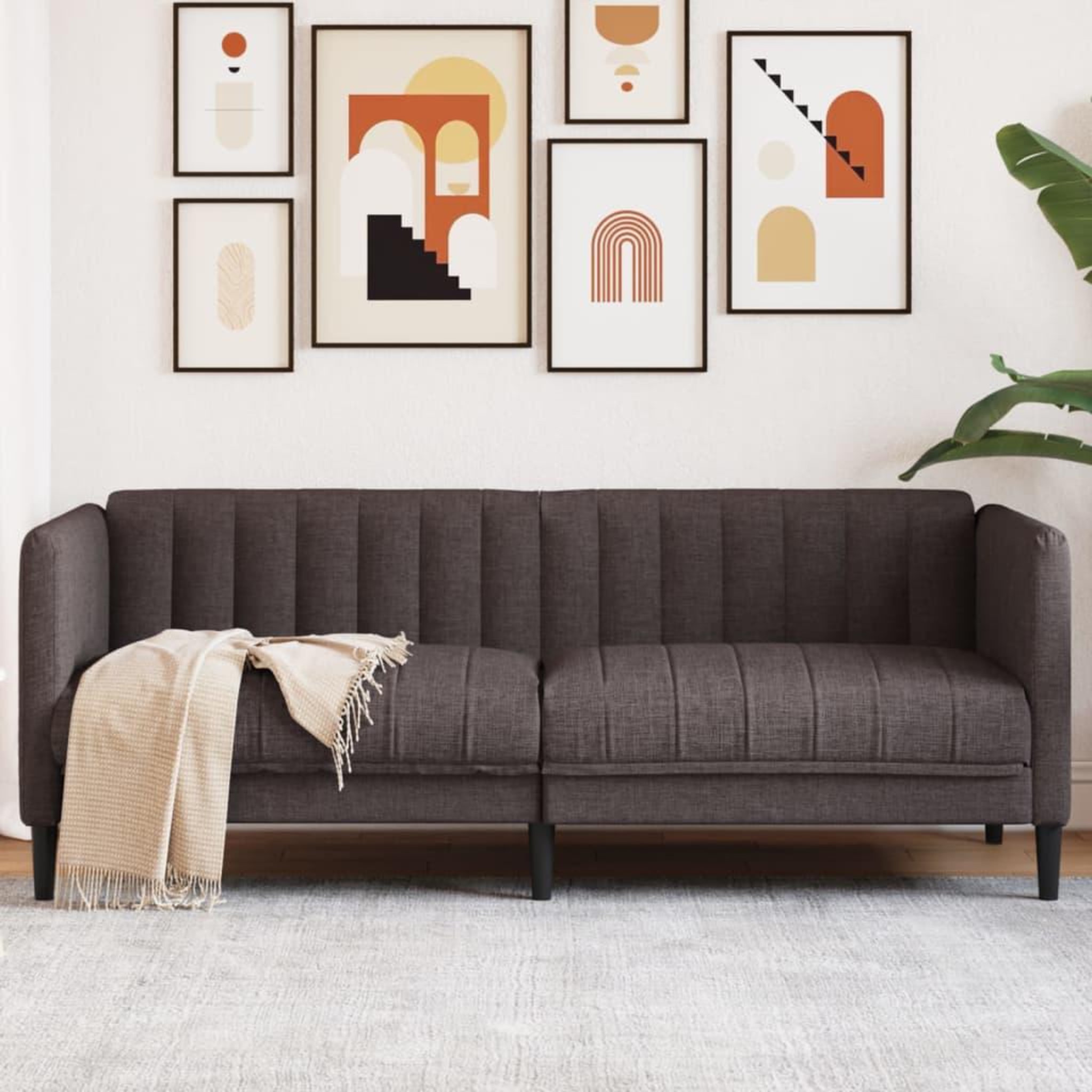 VIDAXL Canape a 2 places marron fonce tissu