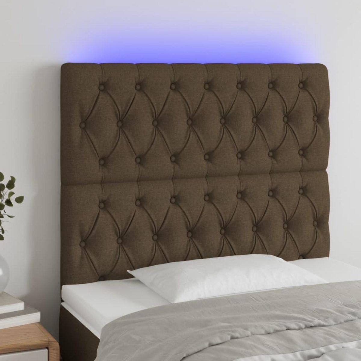 VIDAXL Tete de lit a LED Marron fonce 100x7x118/128 cm Tissu