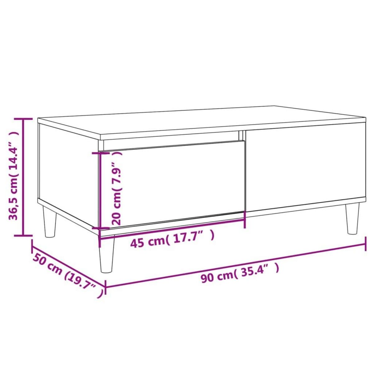 VIDAXL Table basse Noir 90x50x36,5 cm Bois d'ingenierie