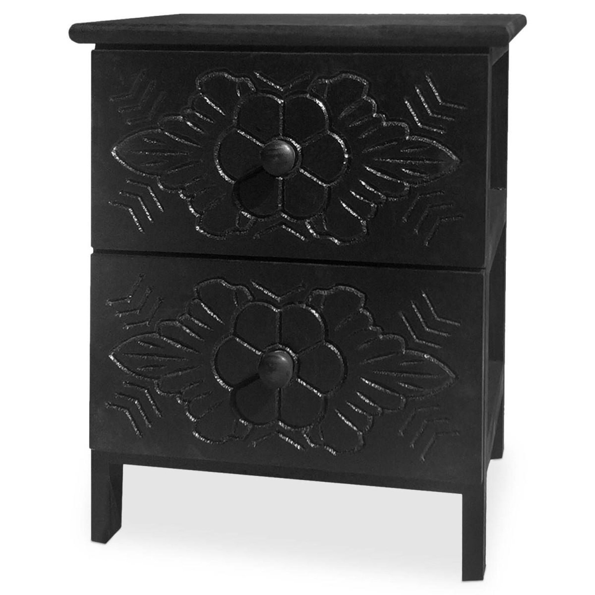 Voir la diapositive 2 : Paris Prix Table de chevet sculptée  morocco  45cm noir