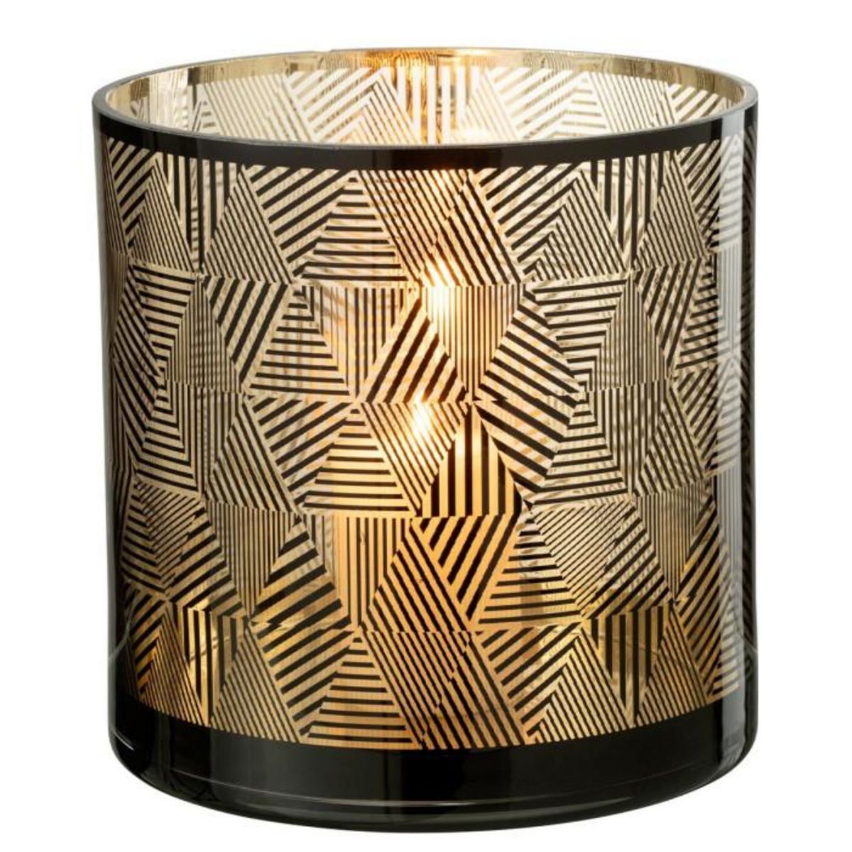 Paris Prix Photophore en Verre  Triangle Rayé  24cm Marron