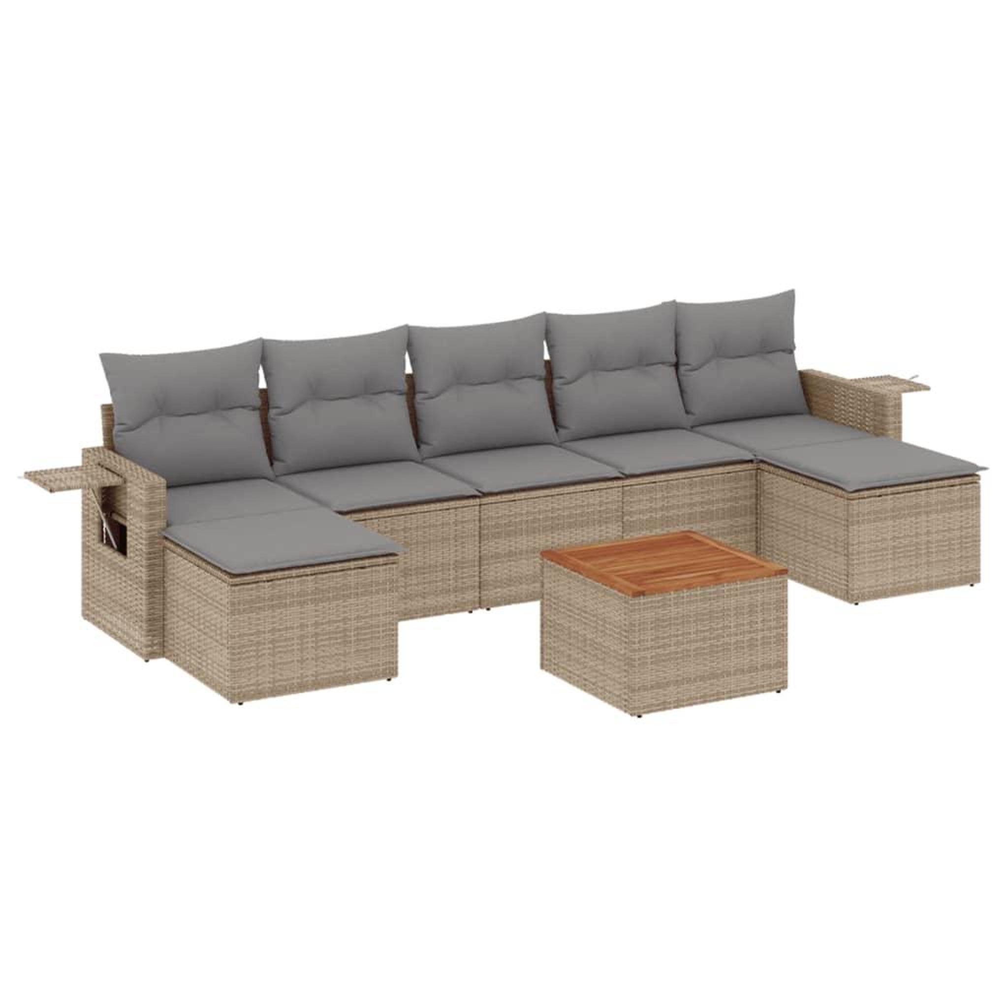 Voir la diapositive 2 : VIDAXL Salon de jardin avec coussins 8 pcs beige resine tressee