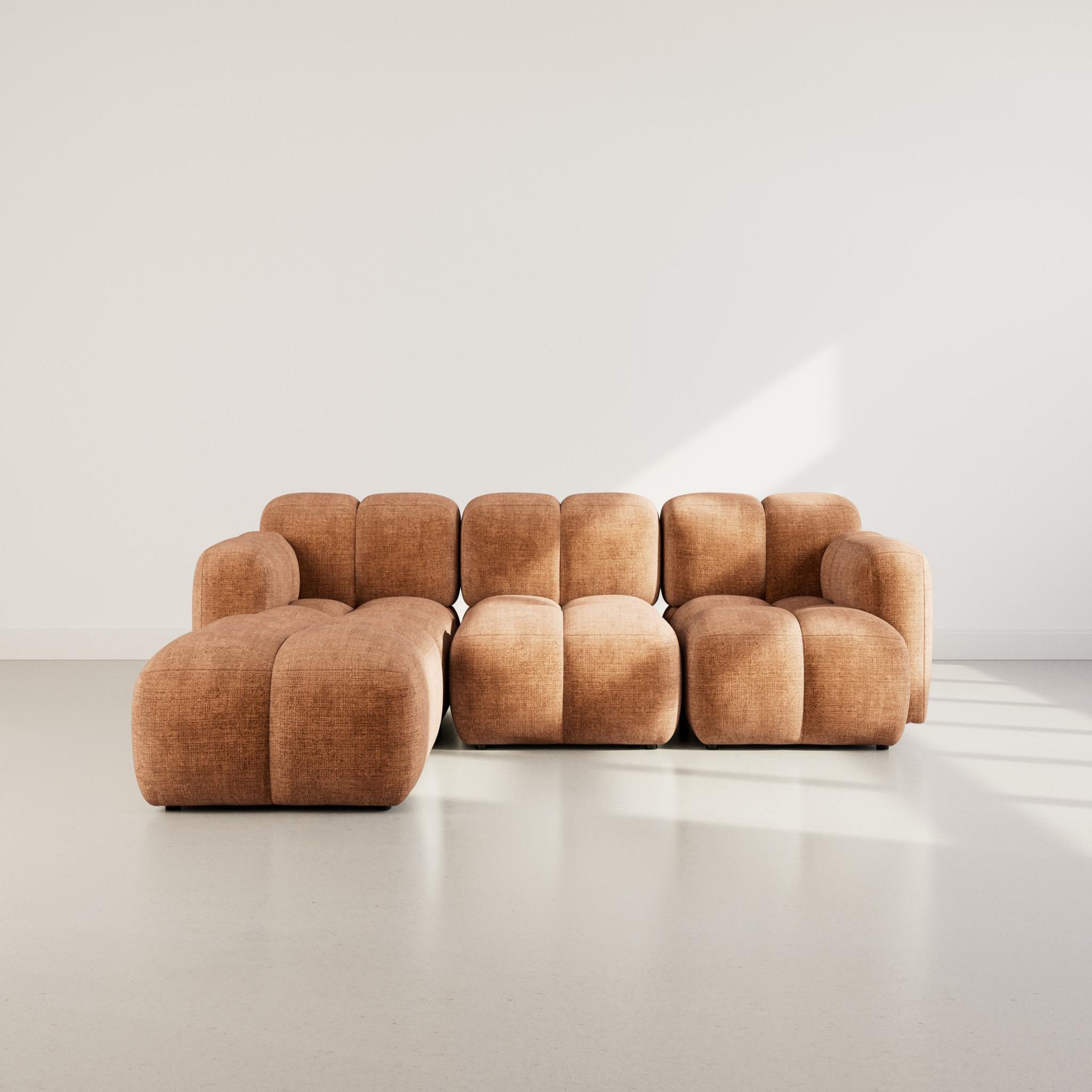 Voir la diapositive 2 : BEST MOBILIER Grace - canapé modulable d'angle réversible 4 places en velours texturé