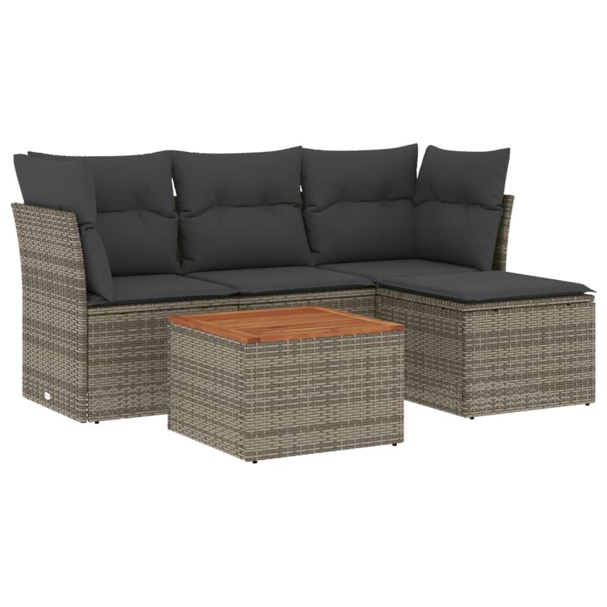 Voir la diapositive 2 : VIDAXL Salon de jardin 5 pcs avec coussins gris resine tressee