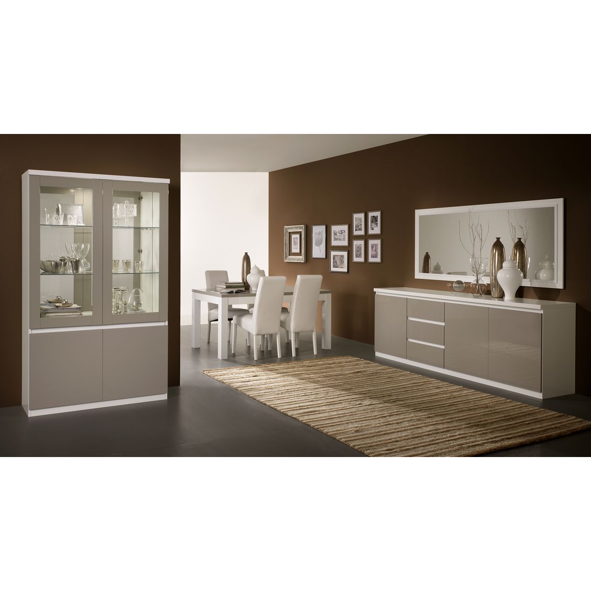 Vitrine 4 portes L115cm GENOVA, bicolore