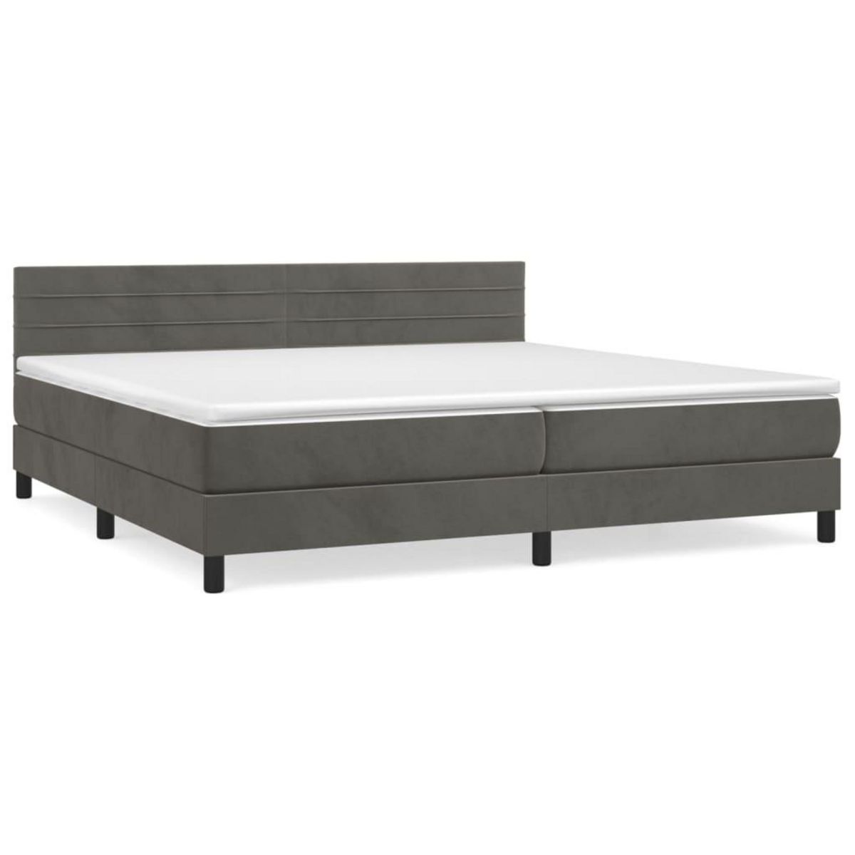 VIDAXL Sommier a lattes de lit et matelas Gris fonce 200x200cm Velours