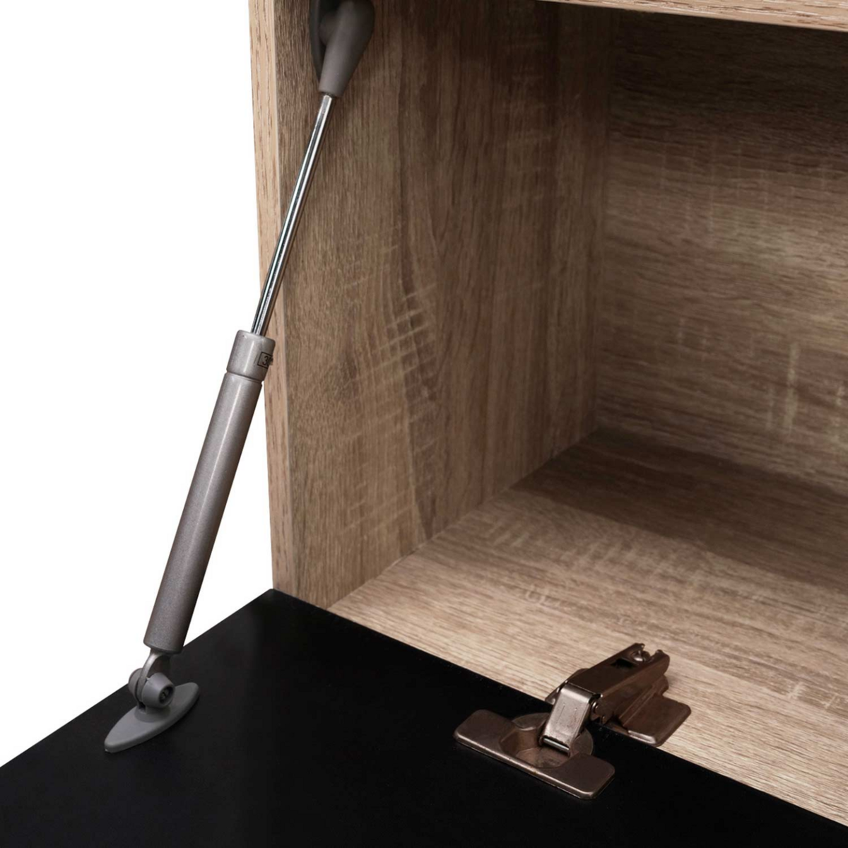 ID MARKET Meuble TV 180 cm suspendu ELIO 2 portes bois et noir