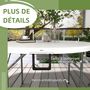 Voir la diapositive 6 : OUTSUNNY Table pliante table de camping pliable table de jardin Ø 122 x 73H cm poignée acier époxy HDPE blanc