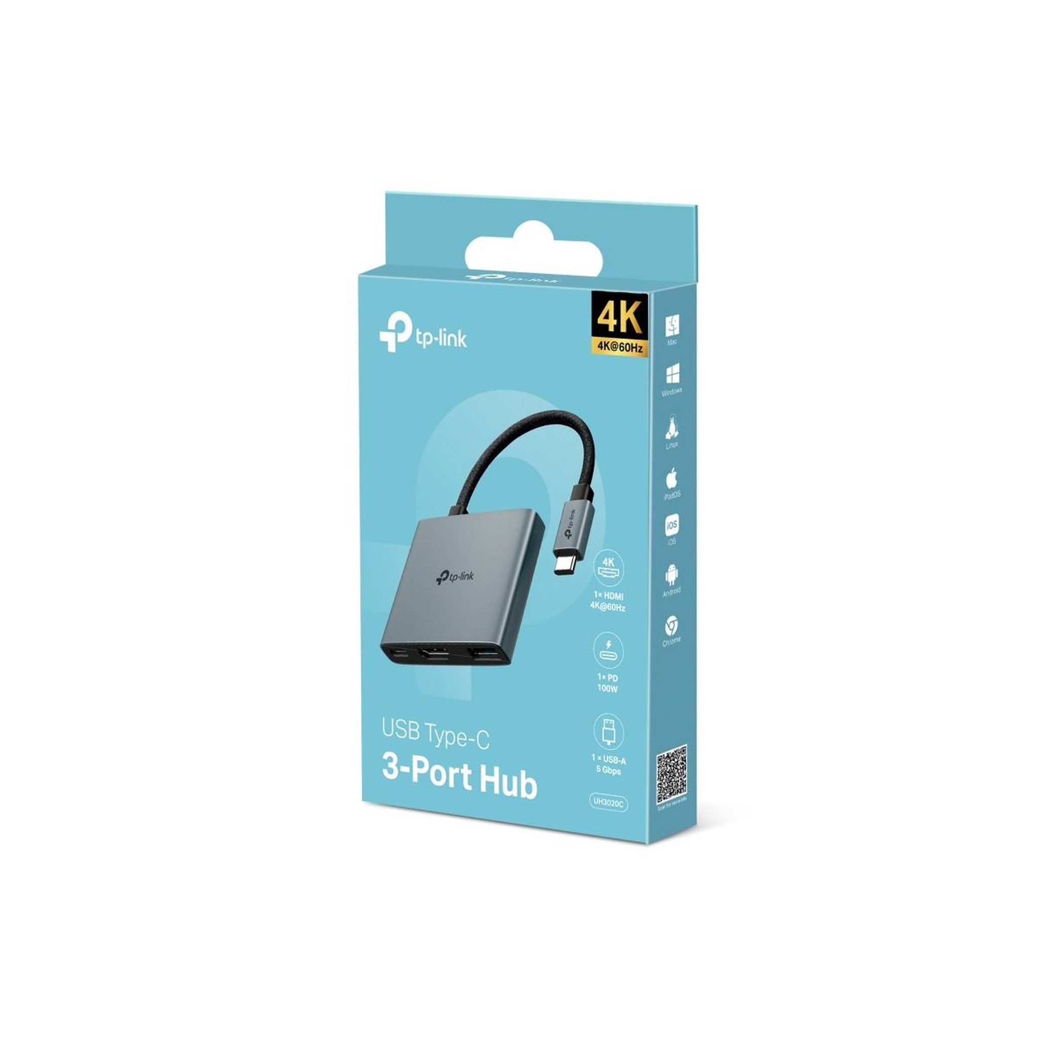 Voir la diapositive 3 : TP-LINK Hub USB-C TP-Link UH3020C avec HDMI, USB 3.2 Gen 1 et charge rapide 100W