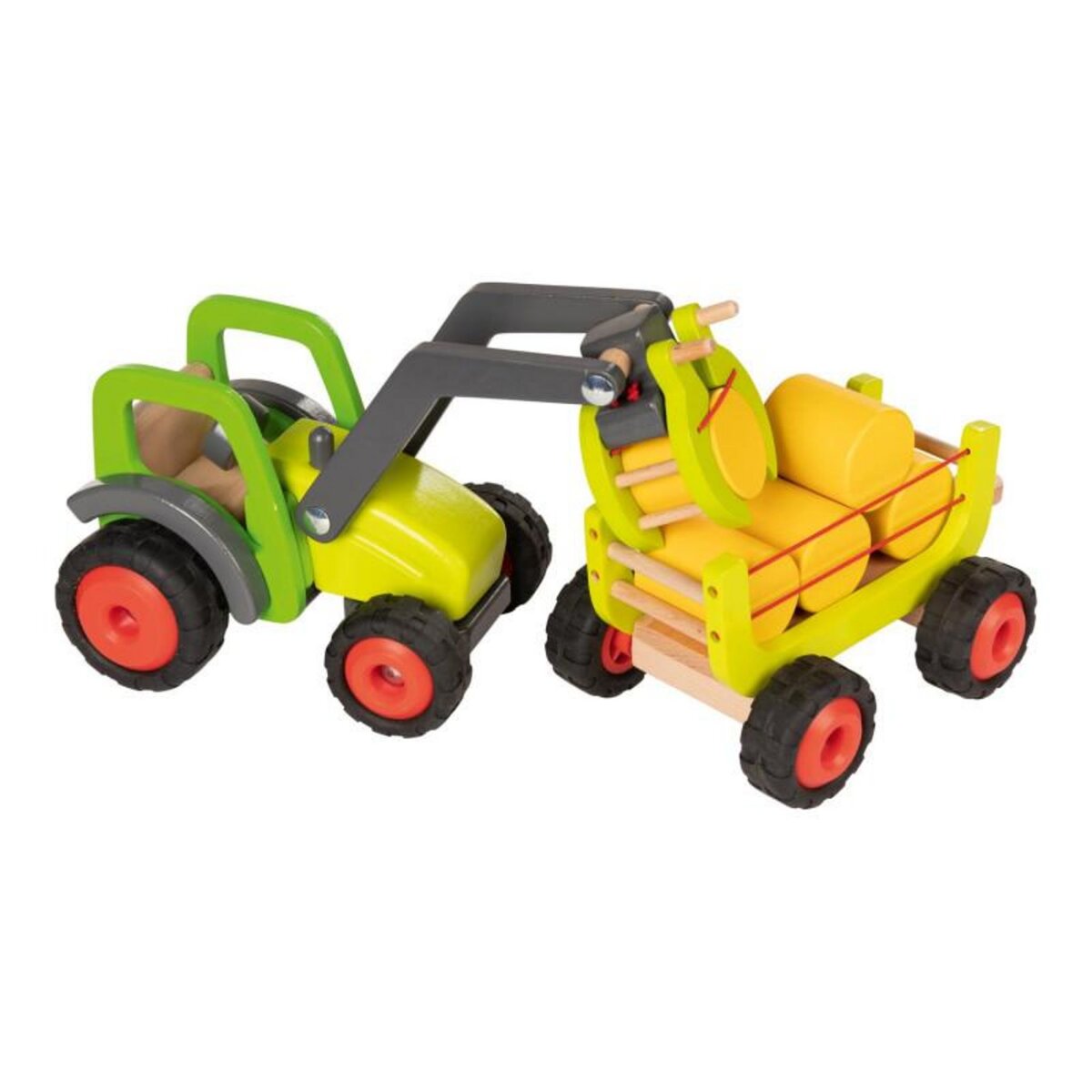 Goki GOKI Wooden Tractor with Hay Wagon