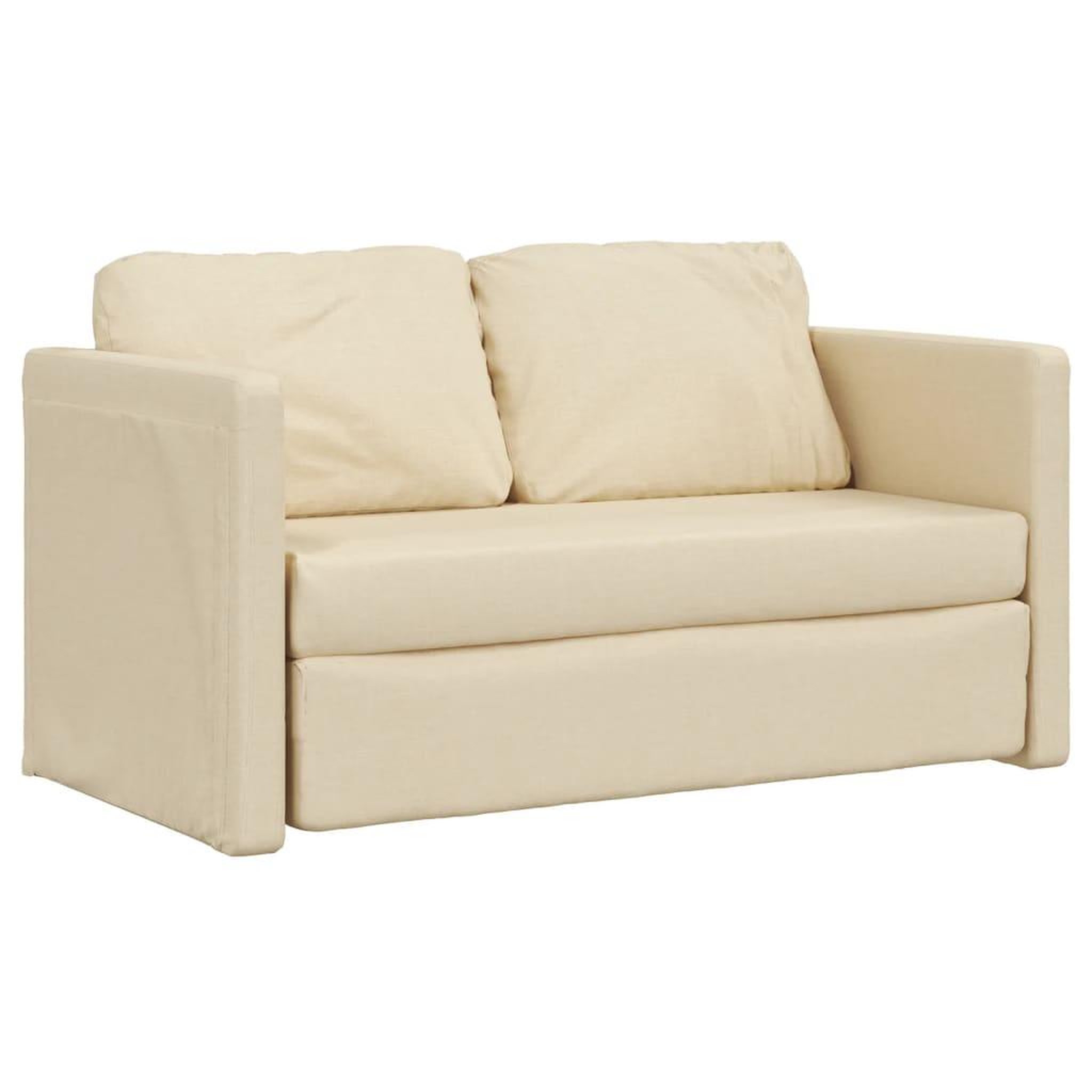 Voir la diapositive 4 : VIDAXL Canape-lit 2 en 1 creme 112x174x55 cm tissu