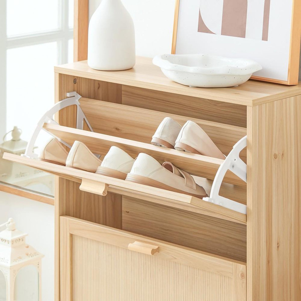 SOBUY SoBuy - Meuble À Chaussures 2 portes - Nature - 60x24x80cm - Nordique - FSR160-N