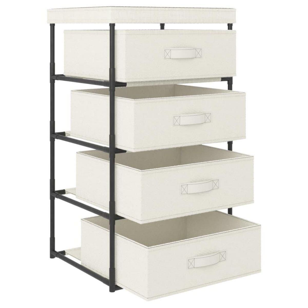VIDAXL Etagere de rangement avec 4 paniers en tissu Acier Creme