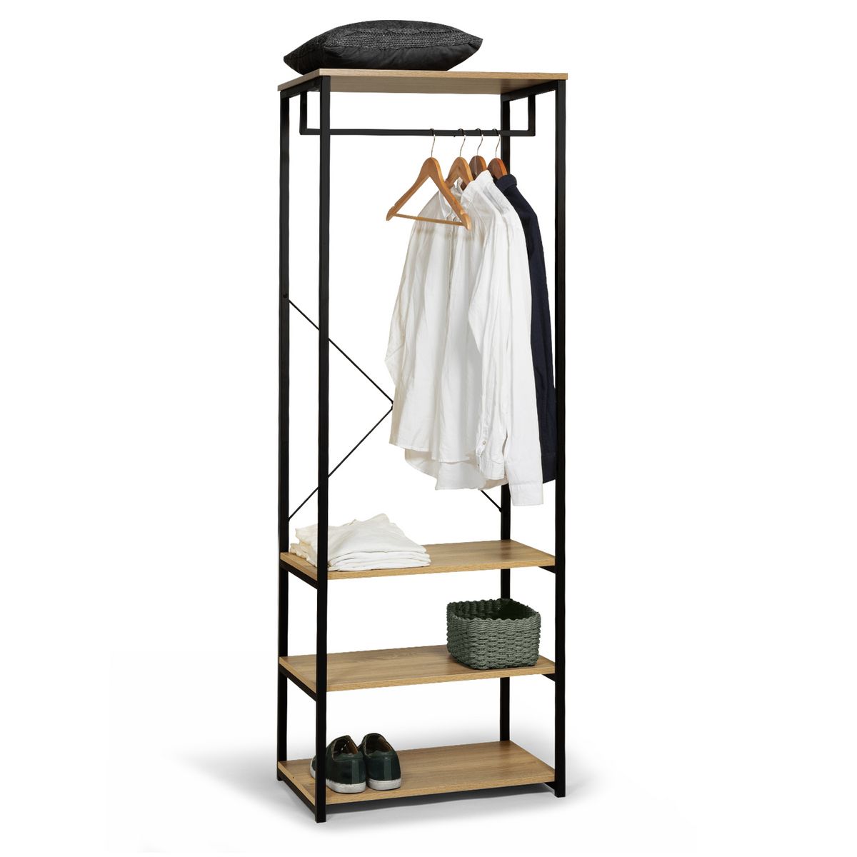 Dressing 3 étagères et barre de suspension HOUSTON