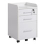 Voir la diapositive 1 : HOMCOM HOMCOM Caisson de bureau rangement bureau sur roulettes 3 tiroirs 1 verrouillable 1 trieur dossiers MDF panneaux particules blanc