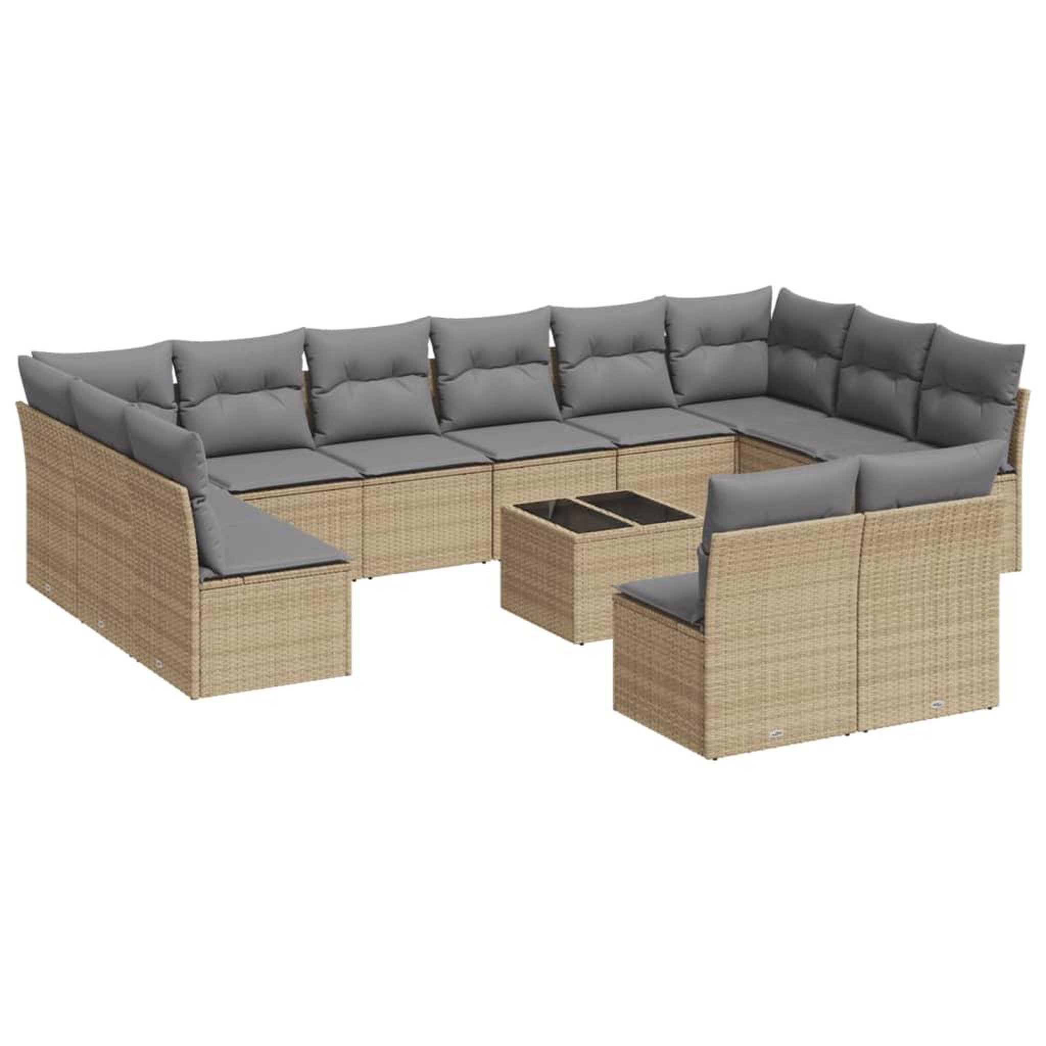 Voir la diapositive 2 : VIDAXL Salon de jardin avec coussins 13 pcs beige resine tressee