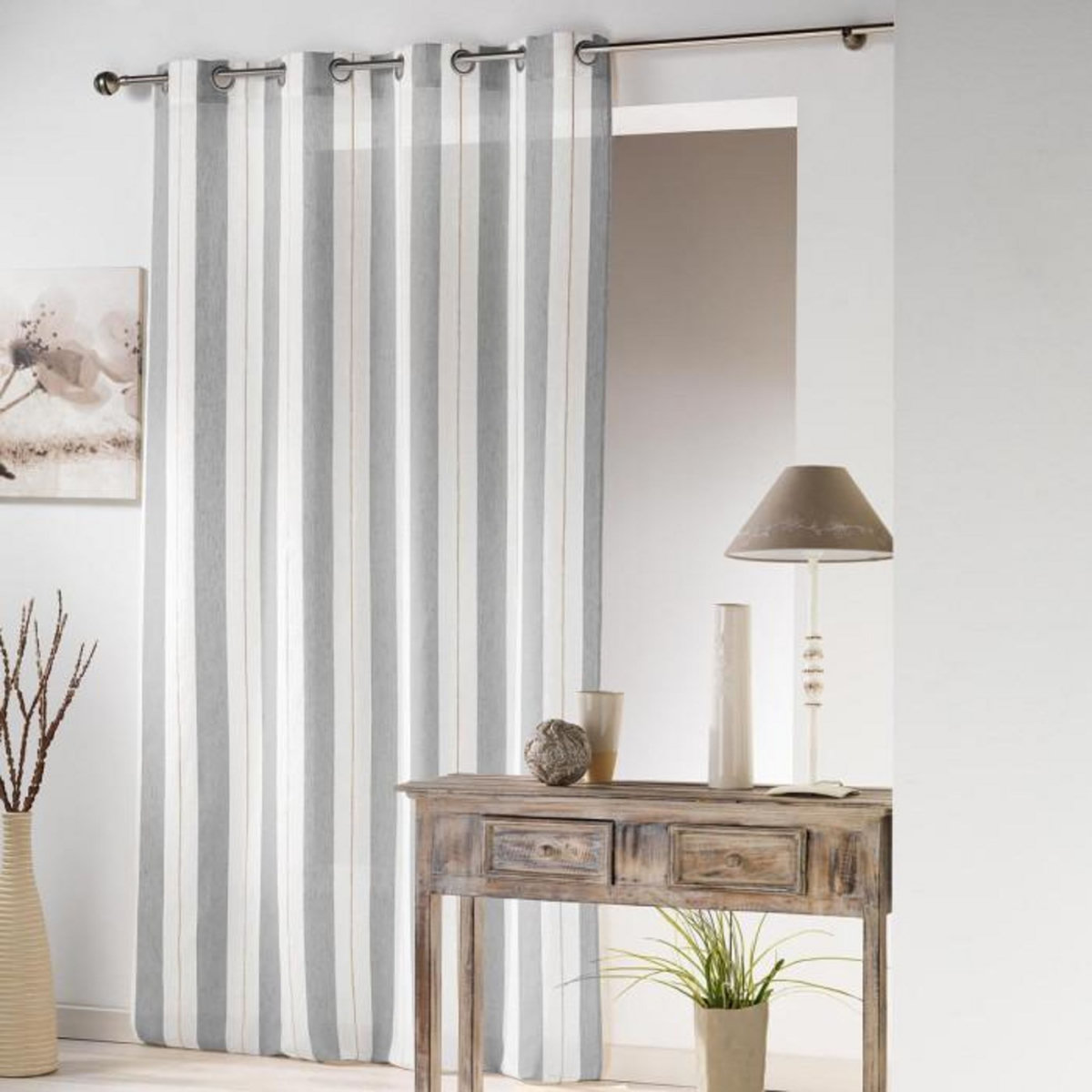 Paris Prix Rideau Voilage à Passants  Hélios  140x240cm Gris