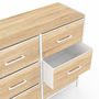 Voir la diapositive 6 : ID MARKET Commode 6 tiroirs en tissu UTAH 80 cm meuble de rangement design industriel bois et blanc
