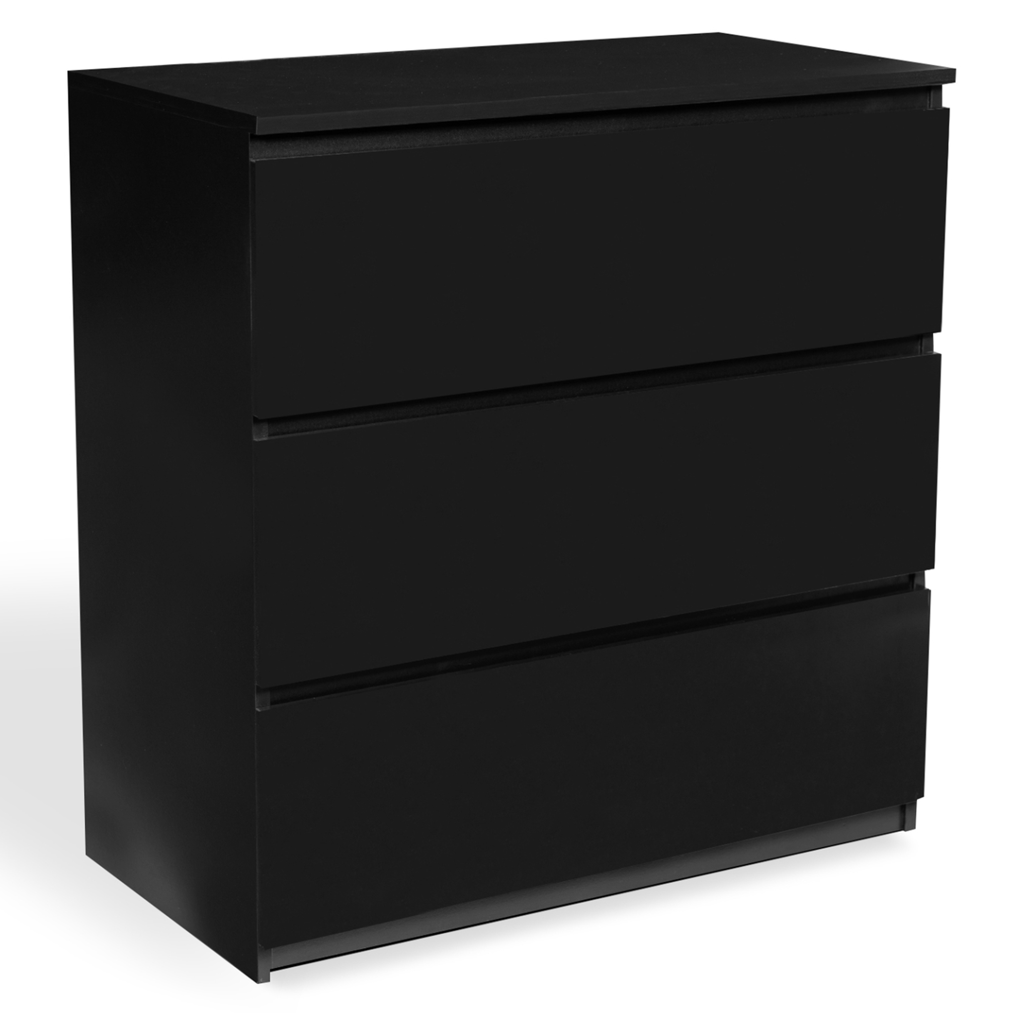 ID MARKET Commode 3 tiroirs tomi 78 cm bois noir