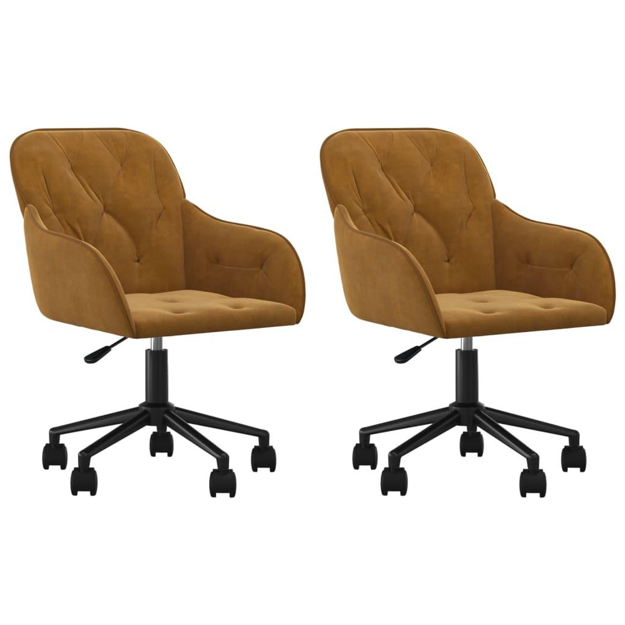 Voir la diapositive 2 : VIDAXL Chaises pivotantes a manger lot de 2 Marron Velours