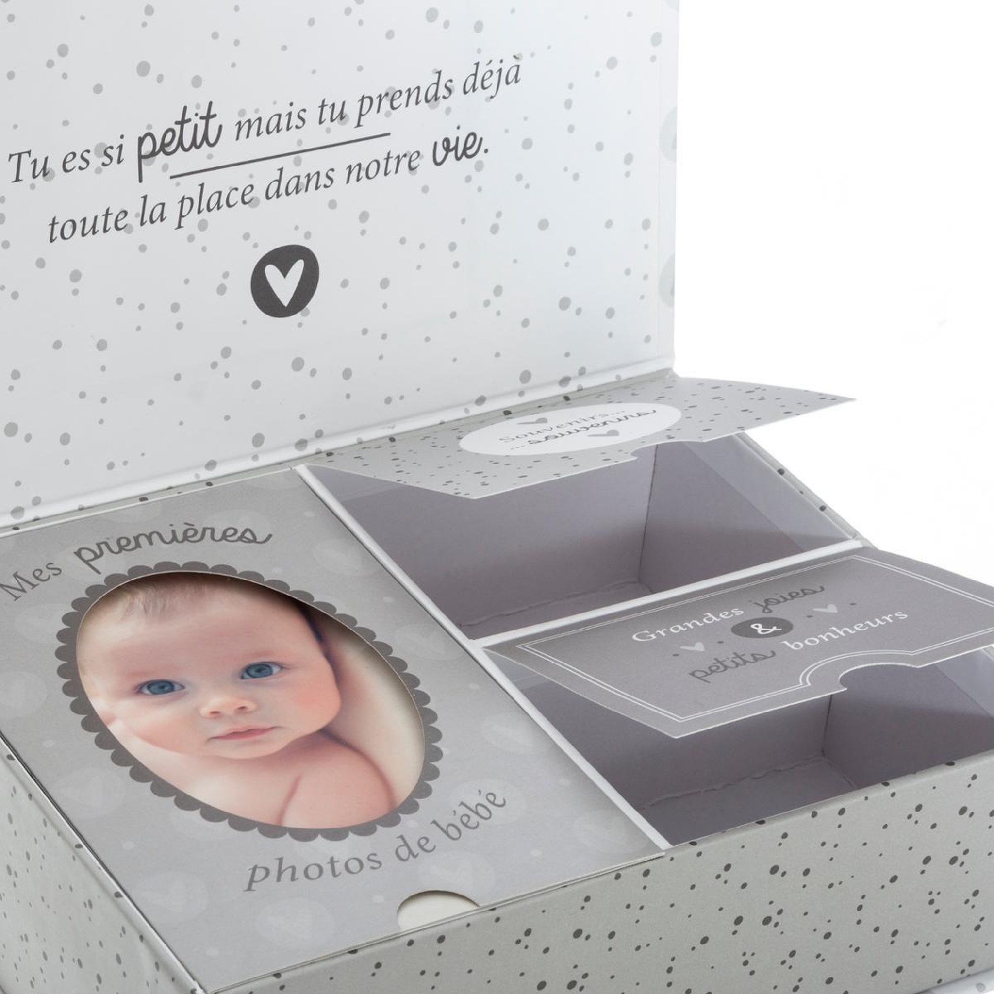 Voir la diapositive 3 : Atmosphera Kids Boîte à photos  souvenir  21cm gris
