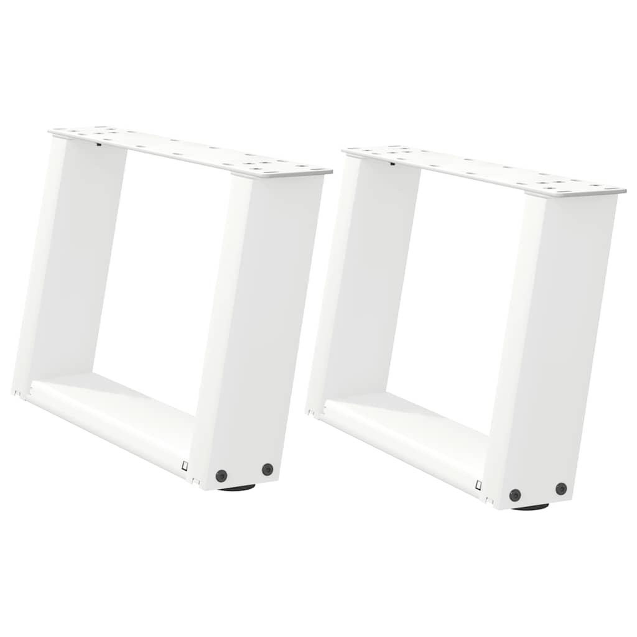 Voir la diapositive 2 : VIDAXL Pieds de table basse forme de U 2 pcs blanc 40x(30-31) cm acier