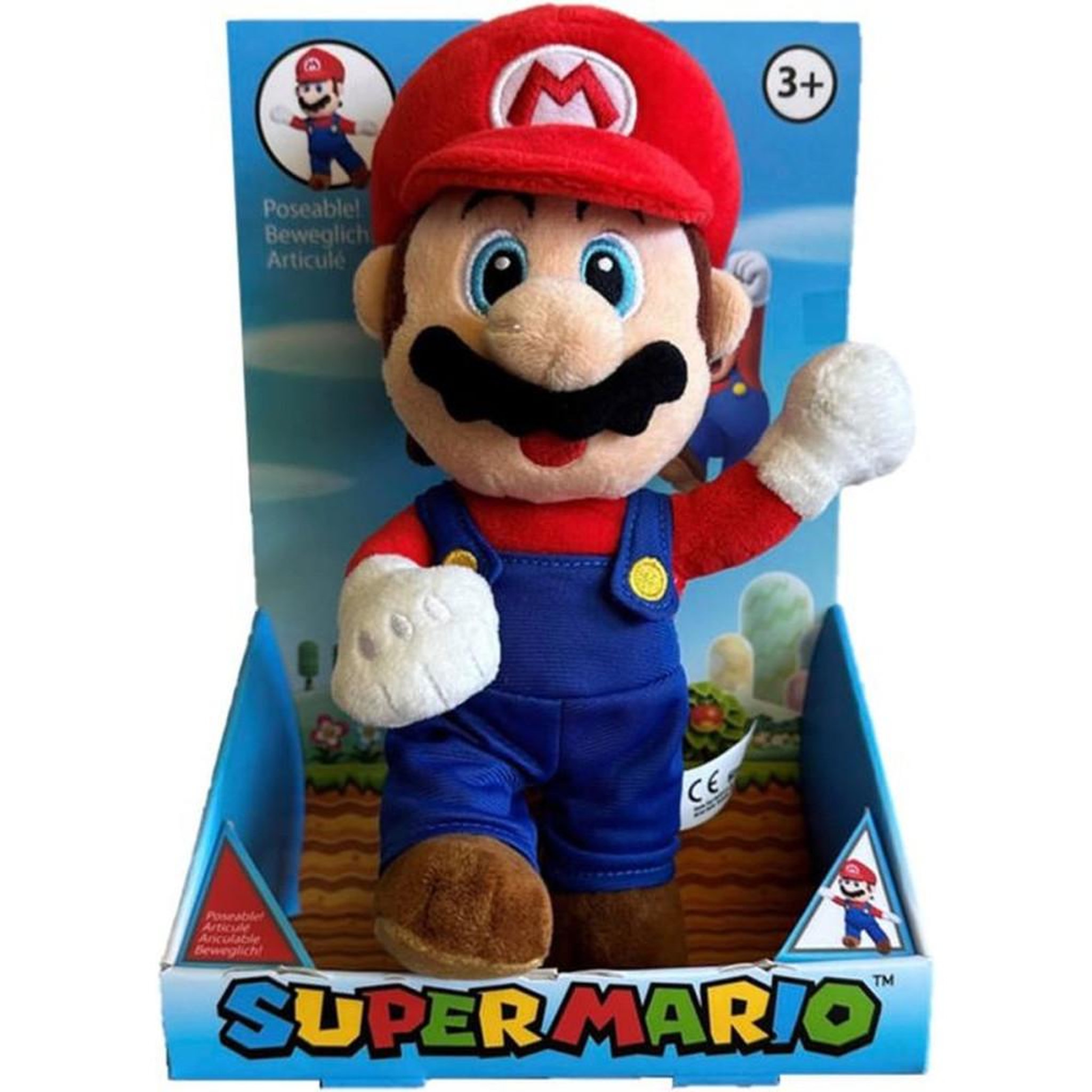 SIMBA Peluches articulée Mario (Super Mario) rouge SIMBA, 25 cm, bras et jambes mobiles