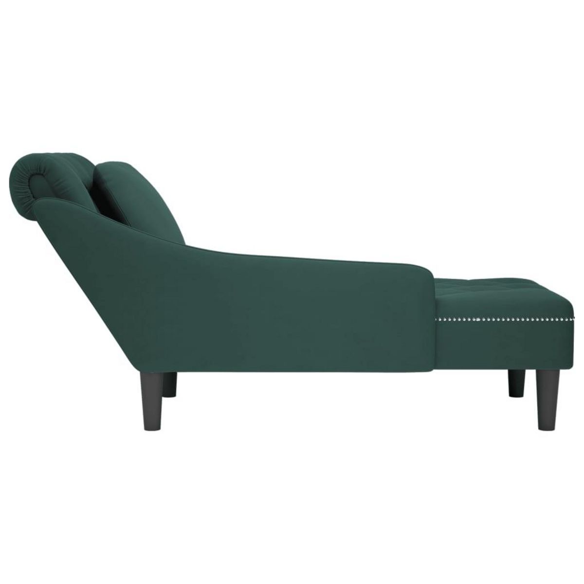 VIDAXL Fauteuil long et coussin et accoudoir droit vert fonce velours
