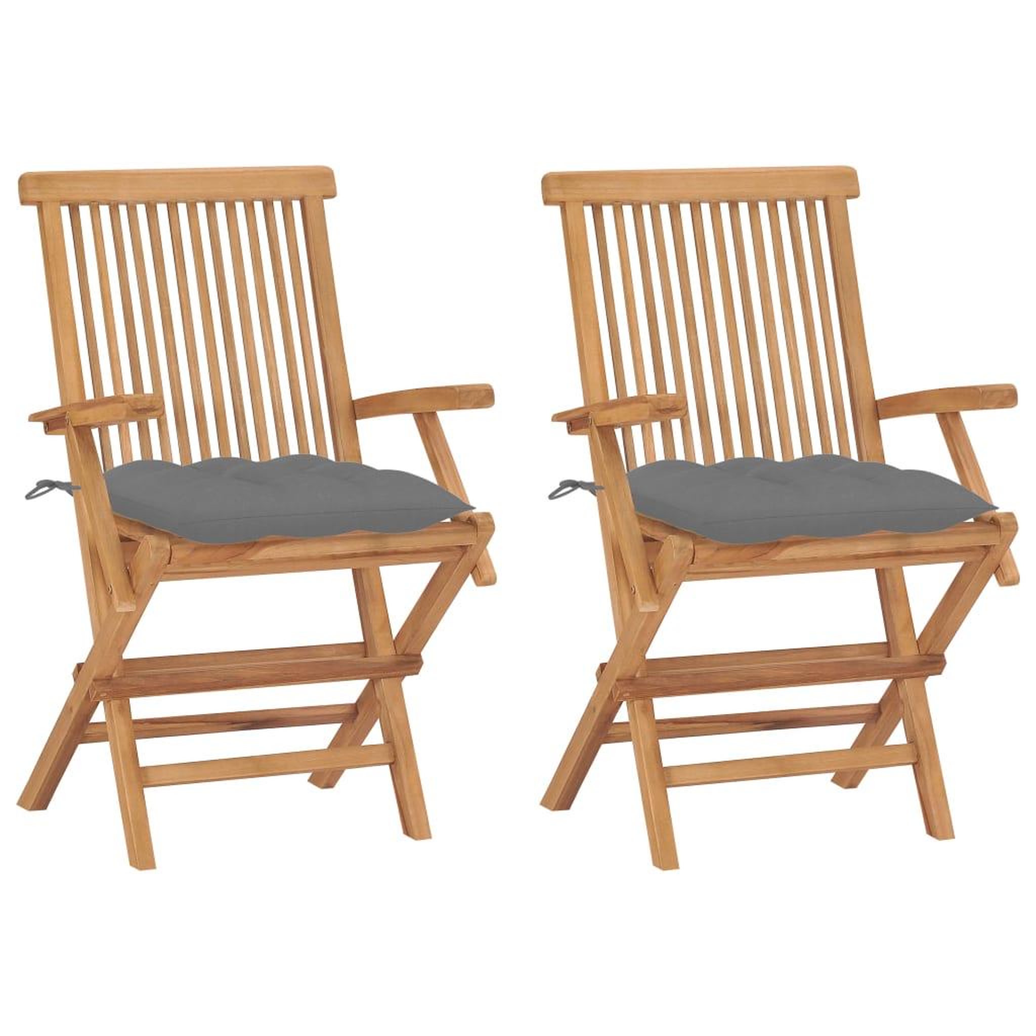 Voir la diapositive 1 : VIDAXL Chaises de jardin avec coussins gris lot de 2 Bois teck massif