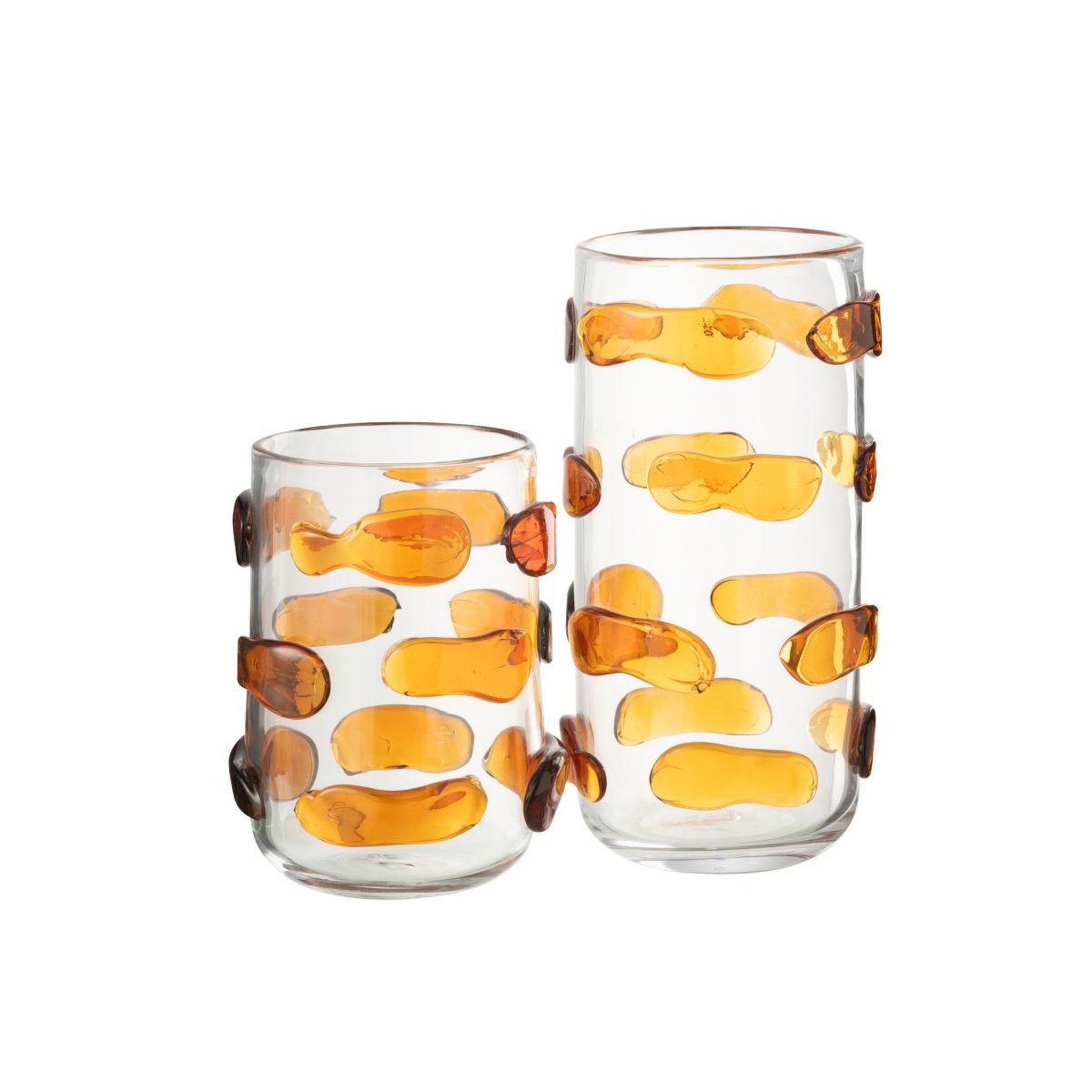 Voir la diapositive 2 : J-LINE Vase design en verre  pebbles  23cm ambre