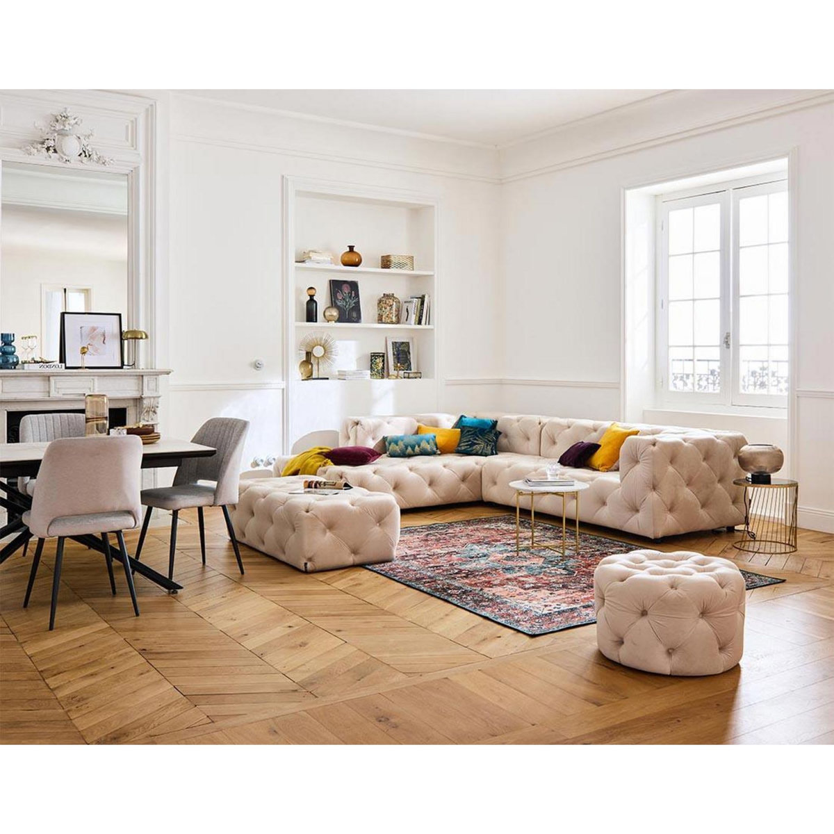 LISA DESIGN Gallata - canapé chesterfield d'angle gauche - 5 places - en velours