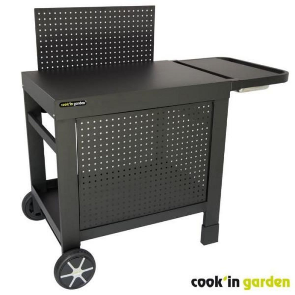 Cook'In Garden Desserte COOK'IN GARDEN REVA 110 PREMIUM - 100% métal - Surface de travail (L.108 x l.55 cm) - 1 tablette basse, 1 jupe, 1 cré