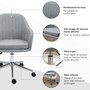 Voir la diapositive 6 : HOMCOM HOMCOM Chaise de bureau design contemporain dossier accoudoirs striés hauteur réglable pivotant 360° piètement chromé lin gris clair