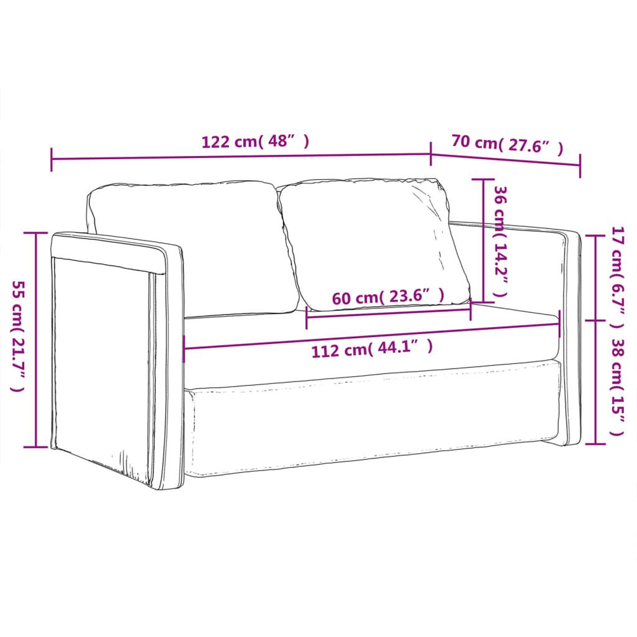 Voir la diapositive 6 : VIDAXL Canape-lit 2 en 1 gris fonce 122x204x55 cm velours