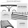 Voir la diapositive 6 : OUTSUNNY Banc suspendu 2 places balancelle de jardin en métal dim. 137L x 58l x 52H cm noir